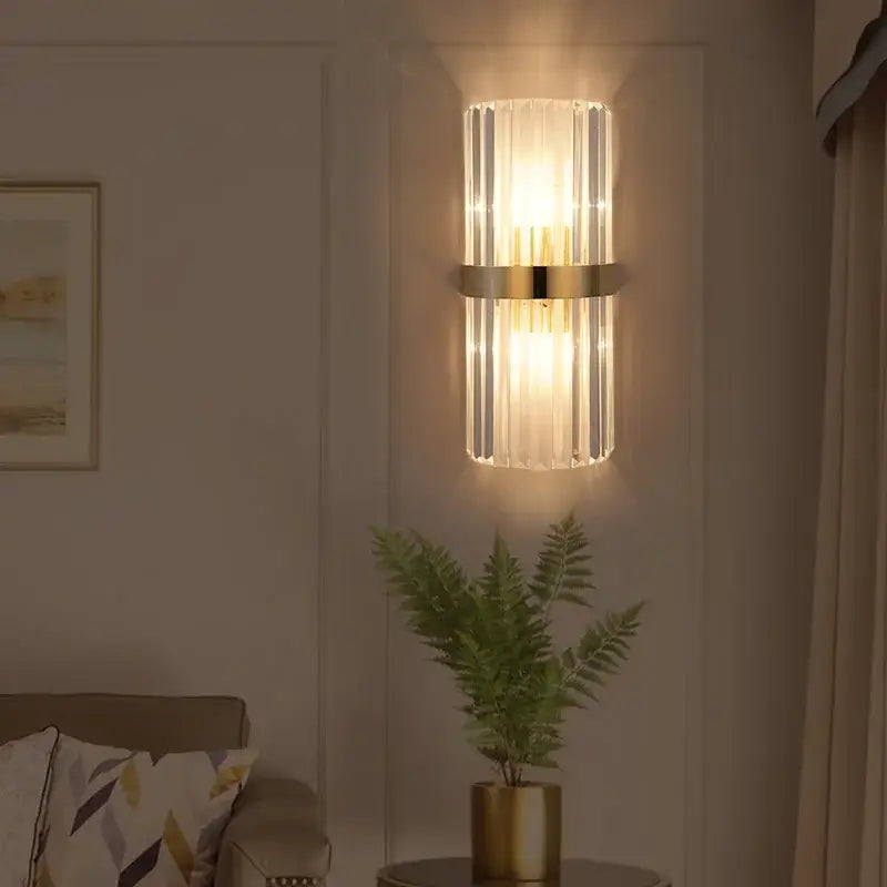 Gold Crystal LED Bedroom Wall Lamp