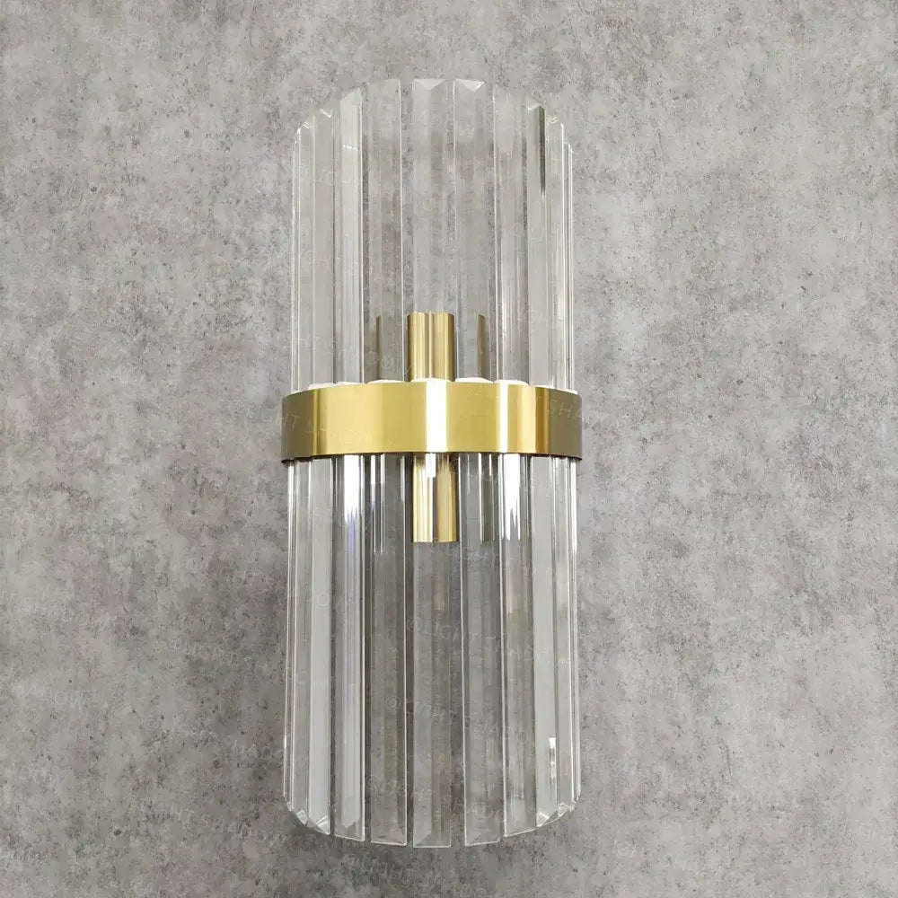 Gold Crystal LED Rod Bedroom Wall Sconce