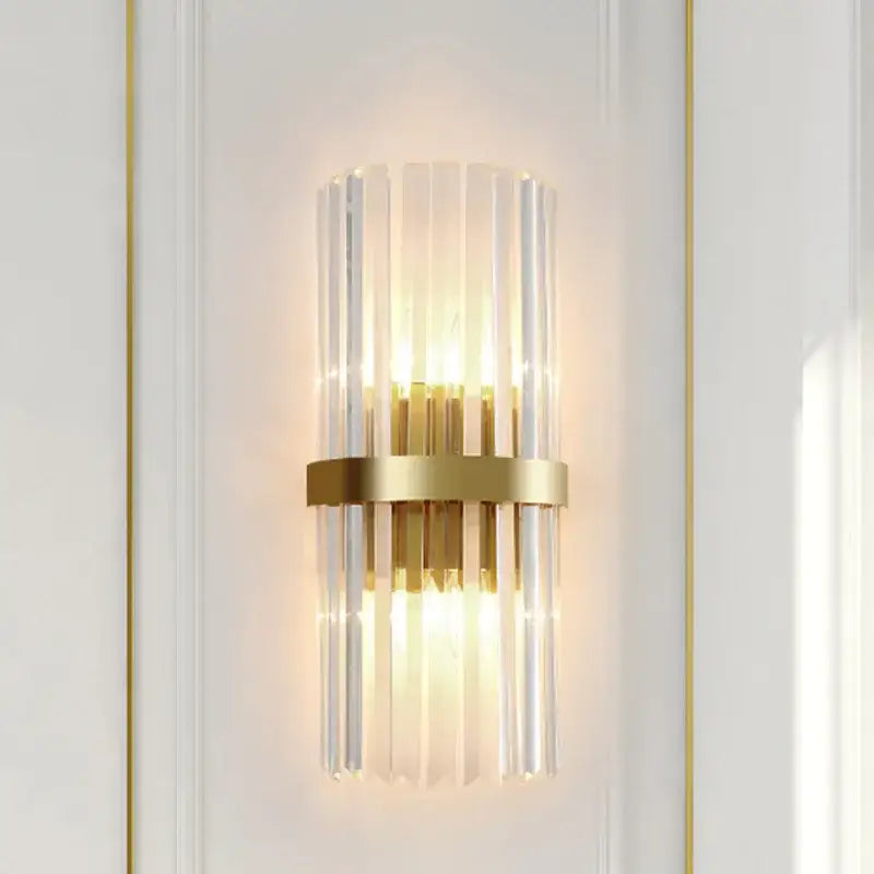 Gold Crystal LED Rod Bedroom Wall Sconce