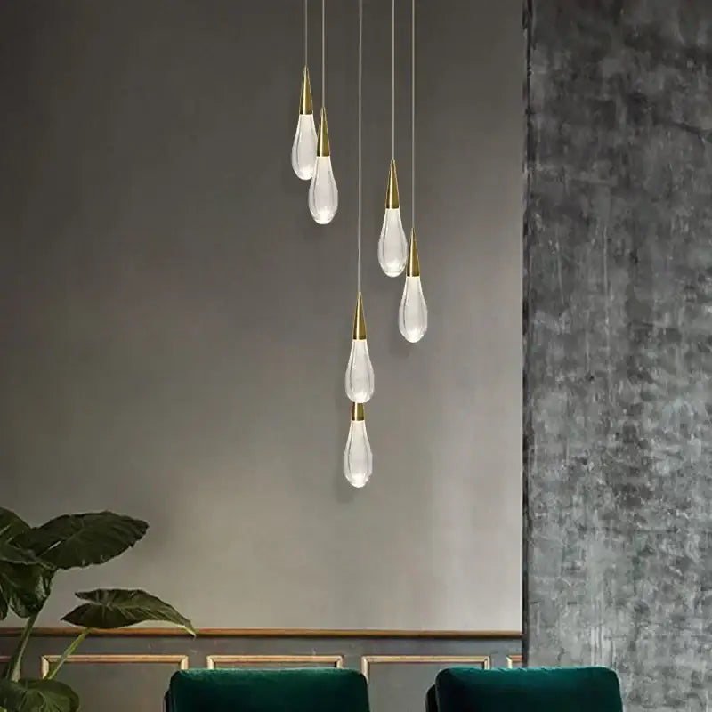 Gold Crystal Teardrop 49-Light Cascading Chandelier