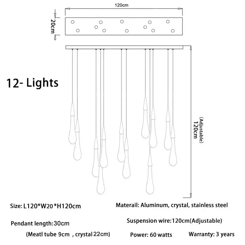 Gold Crystal Teardrop 49-Light Cascading Chandelier
