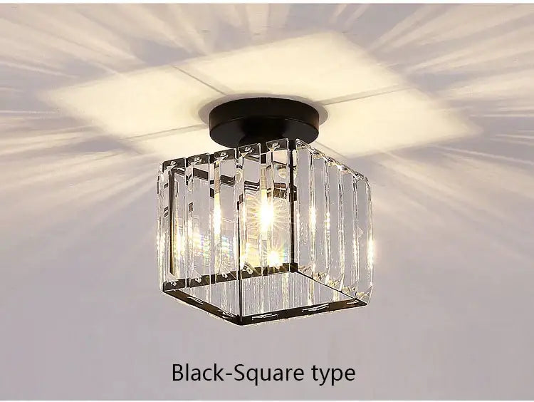 Crystal Black Cube Ceiling Light
