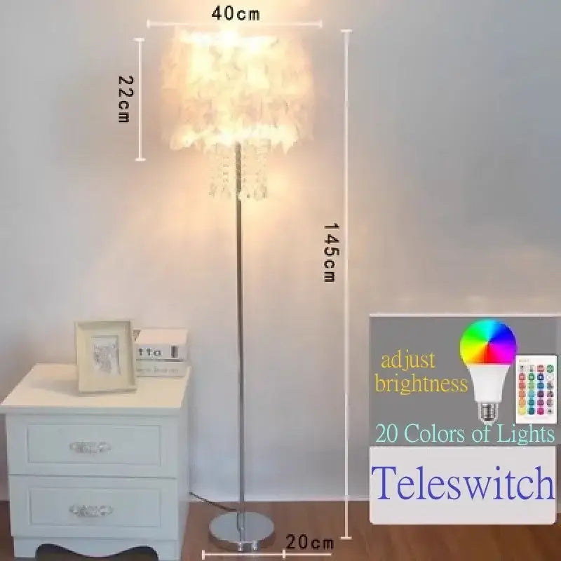 Peach Feather Floor Lamp