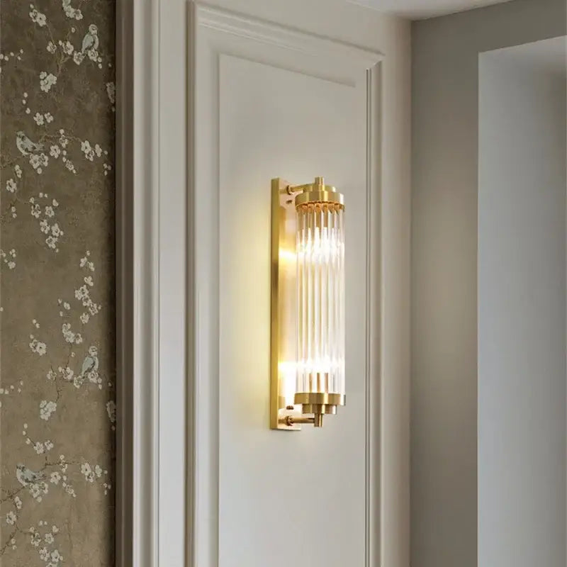Gold Crystal Rod Bedroom Wall Sconce