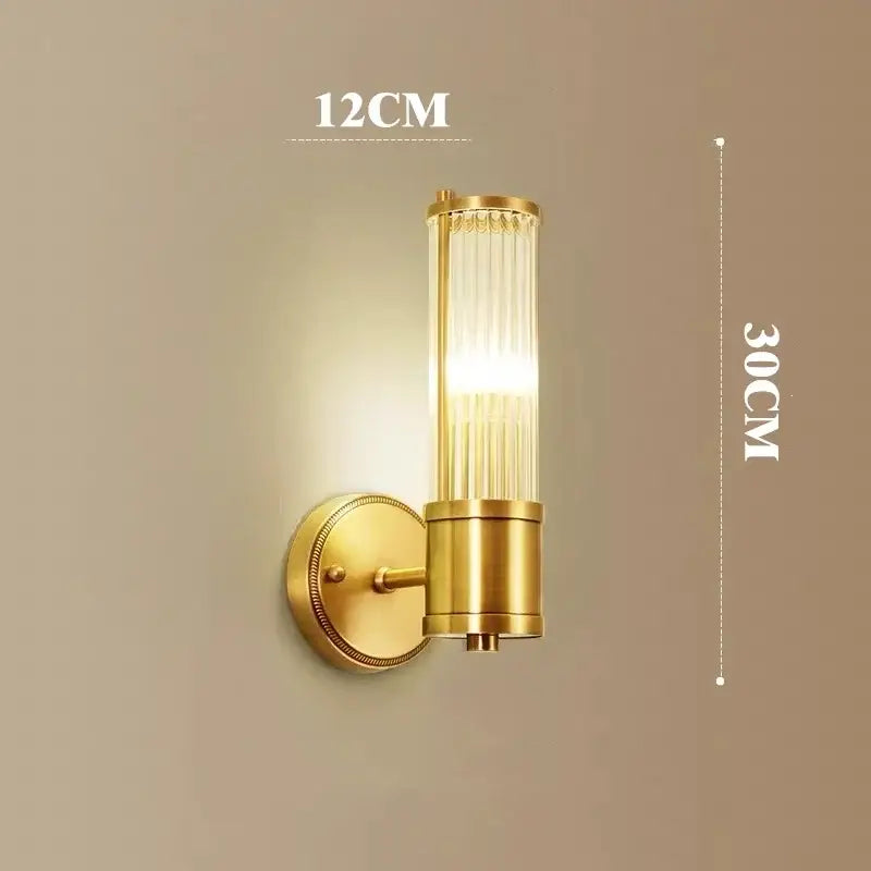 Gold Crystal Rod Bedroom Wall Sconce