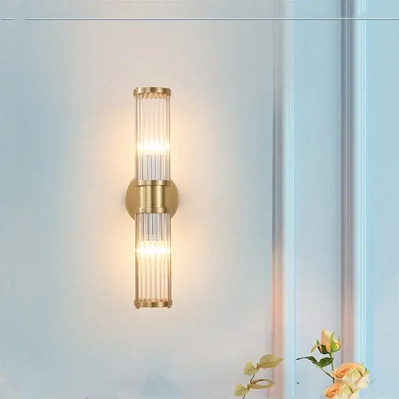 Gold Crystal Rod Bedroom Wall Sconce
