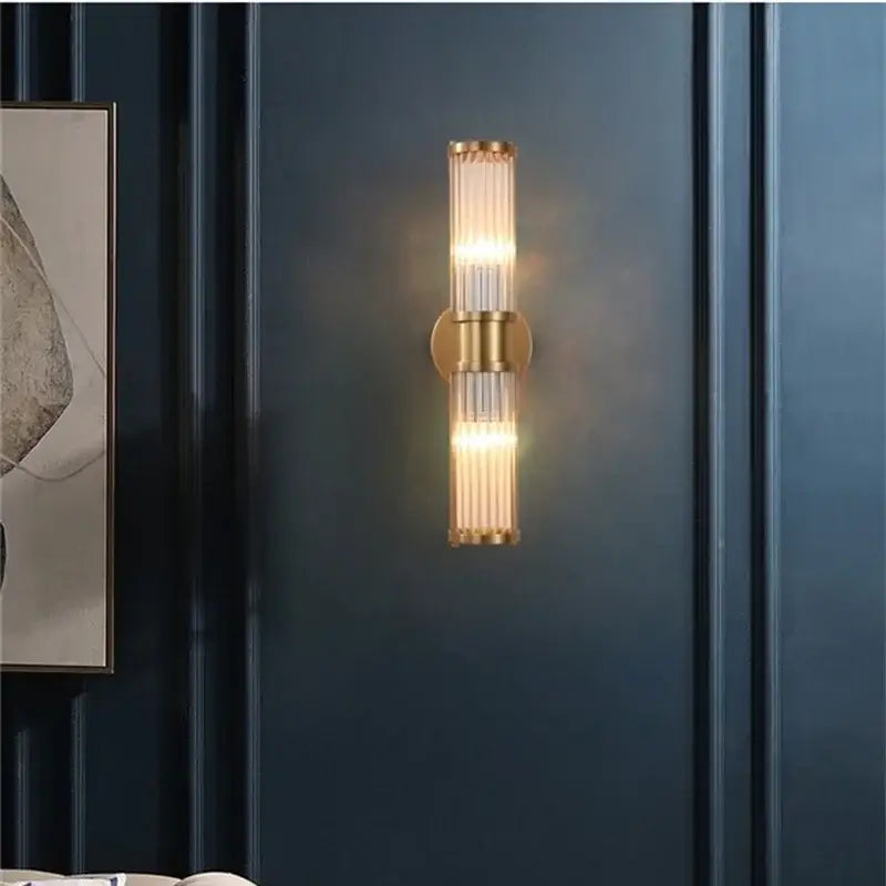 Gold Crystal Rod Bedroom Wall Sconce