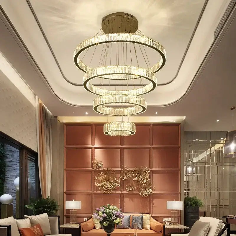 Gold Crystal Ring 80cm Chandelier