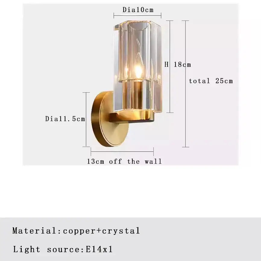 Crystal Gold Wall Sconce Bronze and Copper Tones