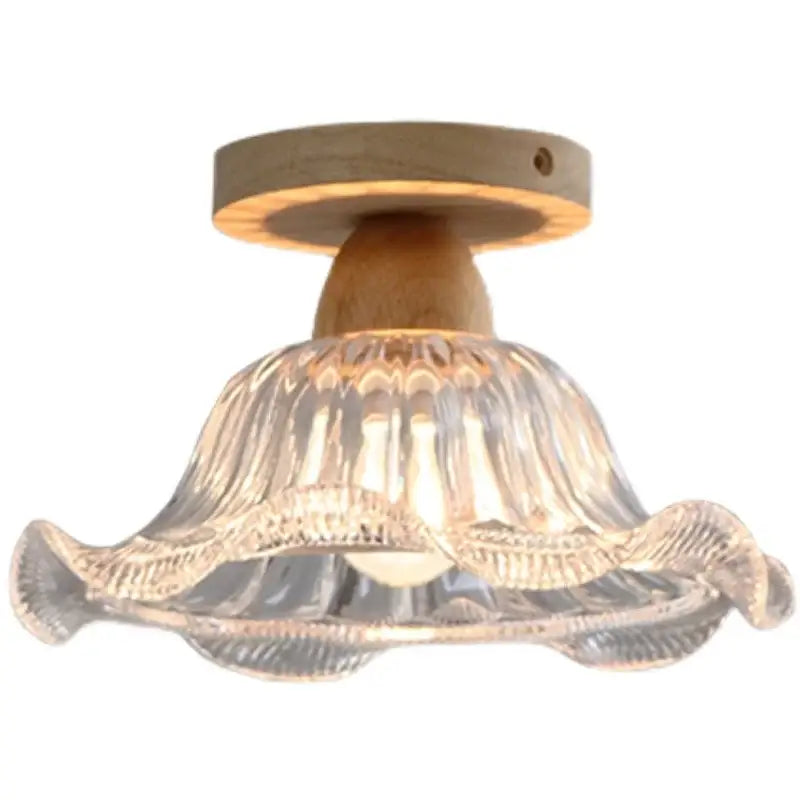 Wood Crystal Ceiling Lamp