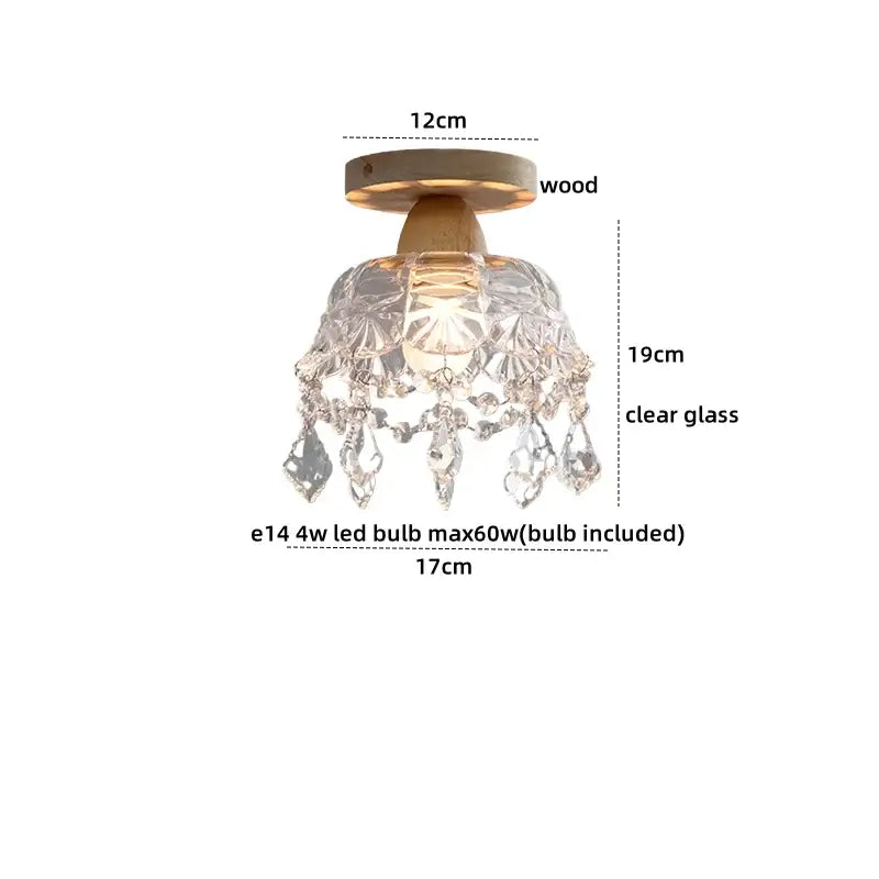 Wood Crystal Ceiling Lamp