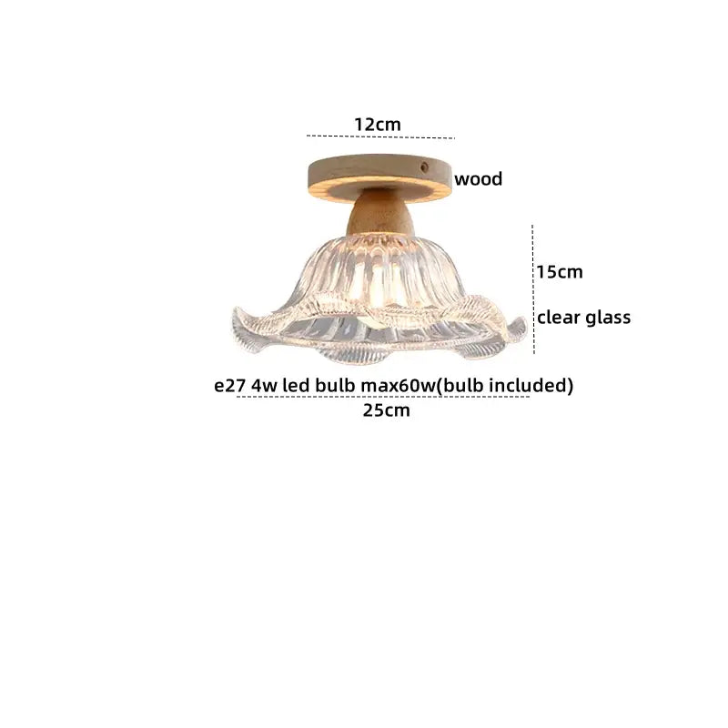 Wood Crystal Ceiling Lamp