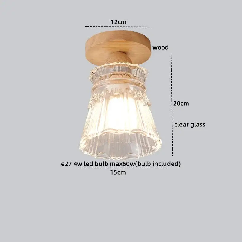 Wood Crystal Ceiling Lamp