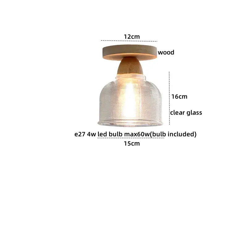 Wood Crystal Ceiling Lamp