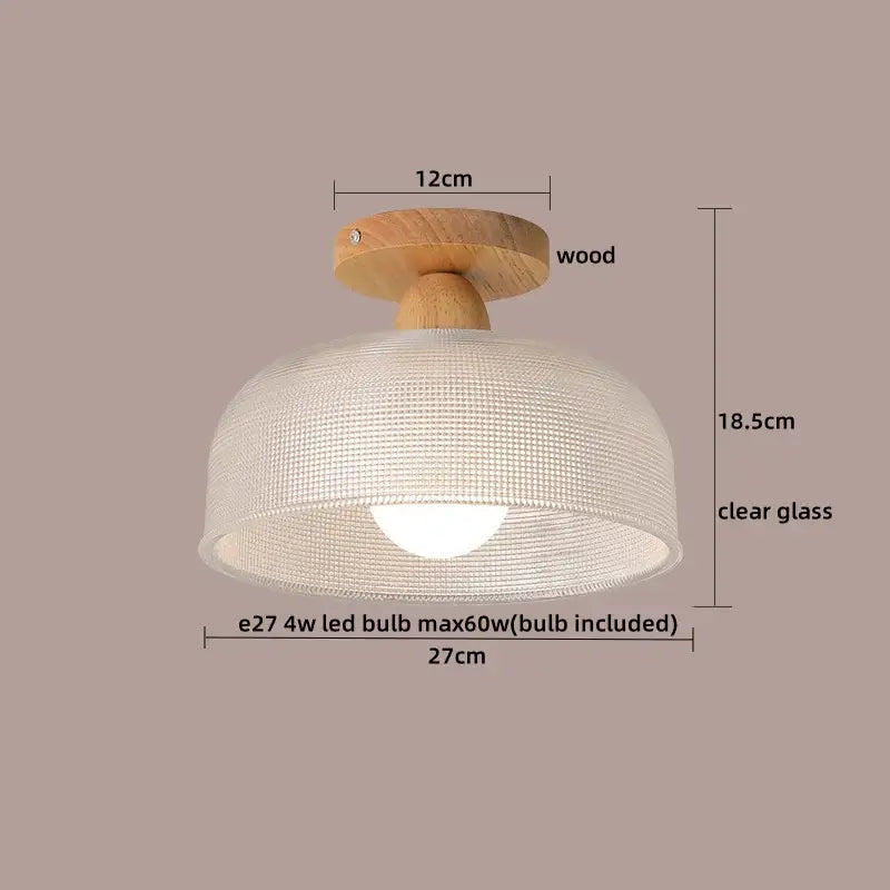 Wood Crystal Ceiling Lamp