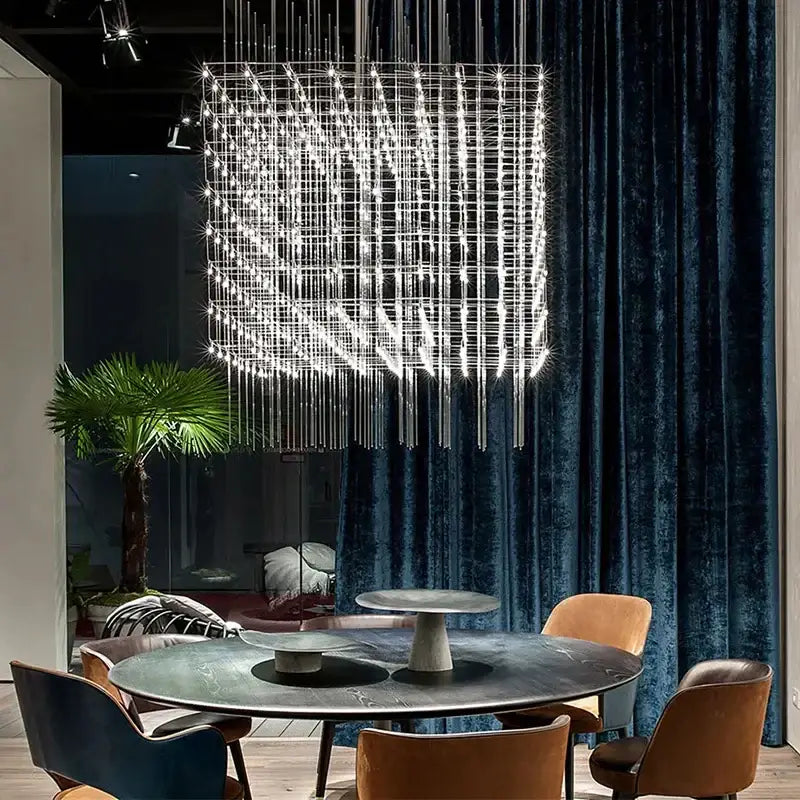 Gold Cube LED Chandelier