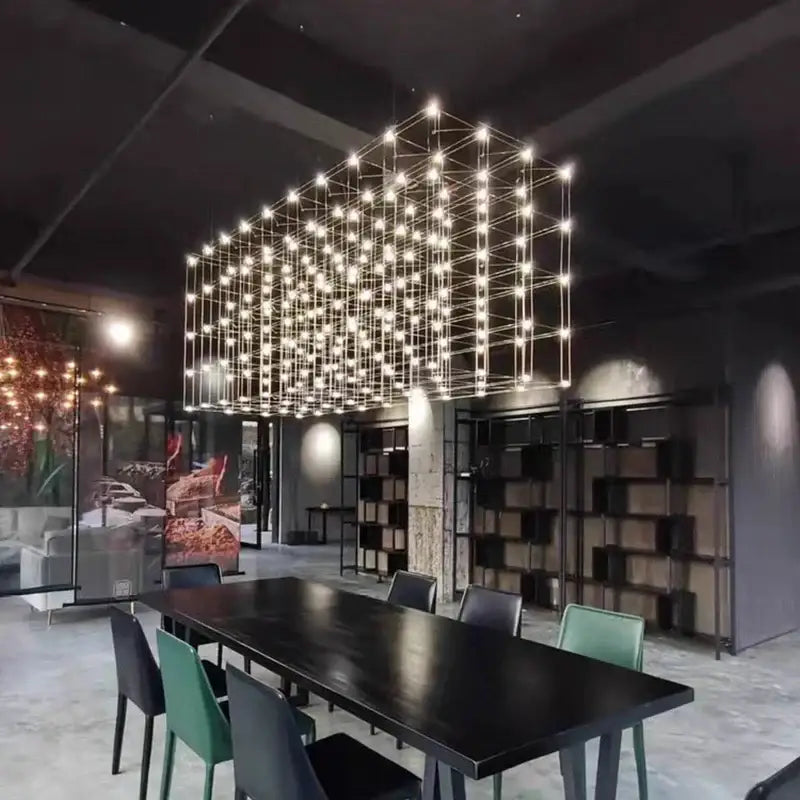 Gold Cube LED Chandelier