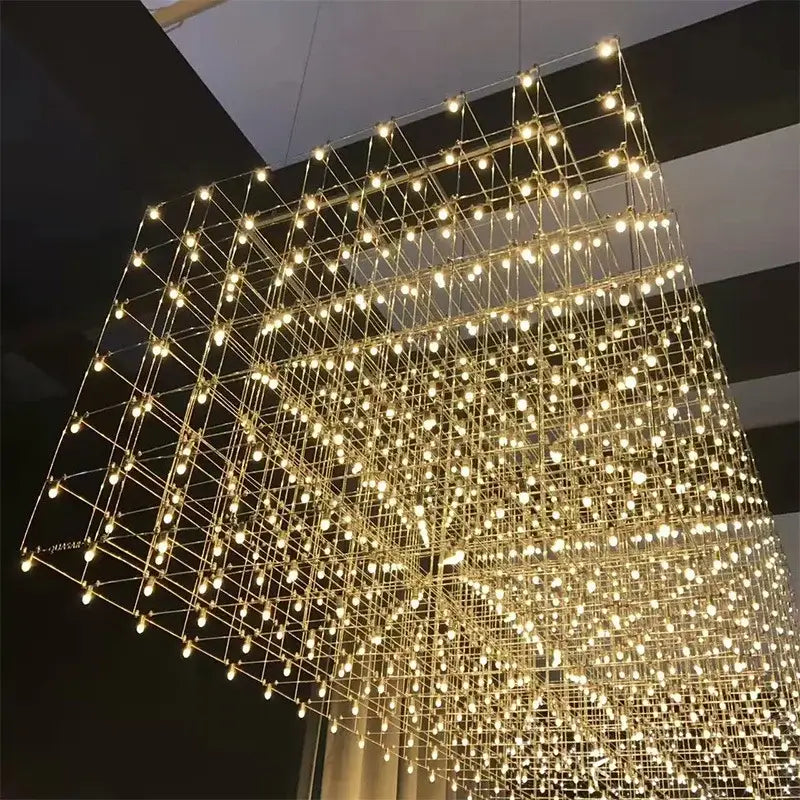 Gold Cube LED Chandelier