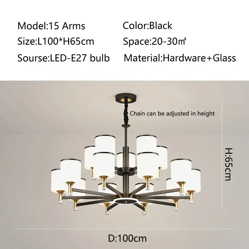 Bronze Glass Living Chandelier
