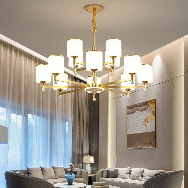 Bronze Glass Living Chandelier