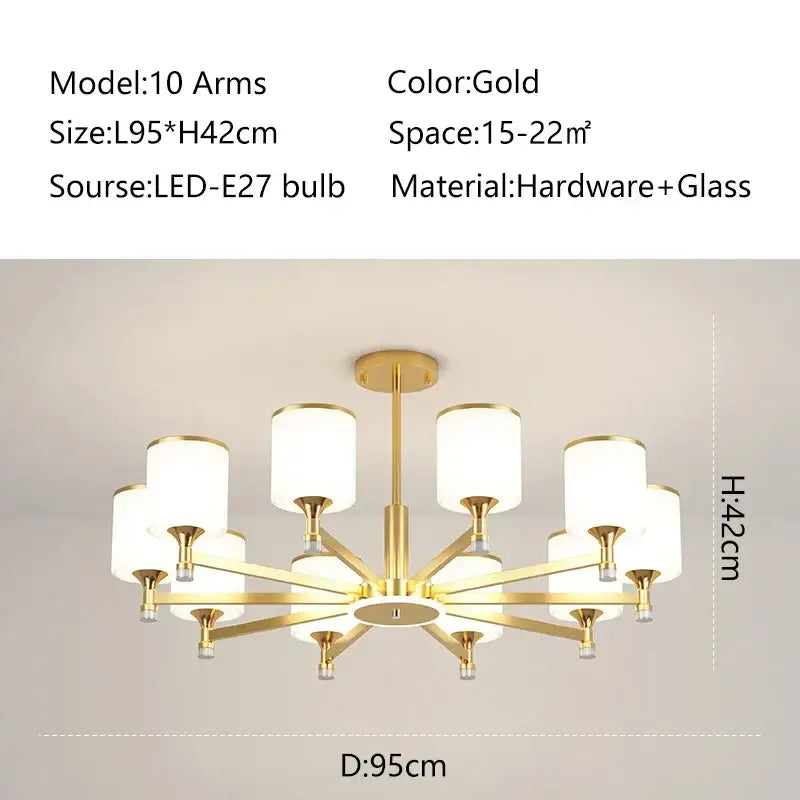 Bronze Glass Living Chandelier