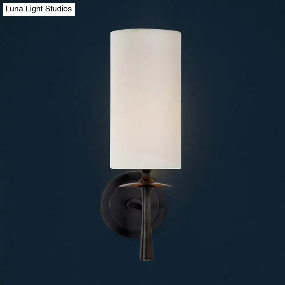 Bronze White Glass Wall Sconce