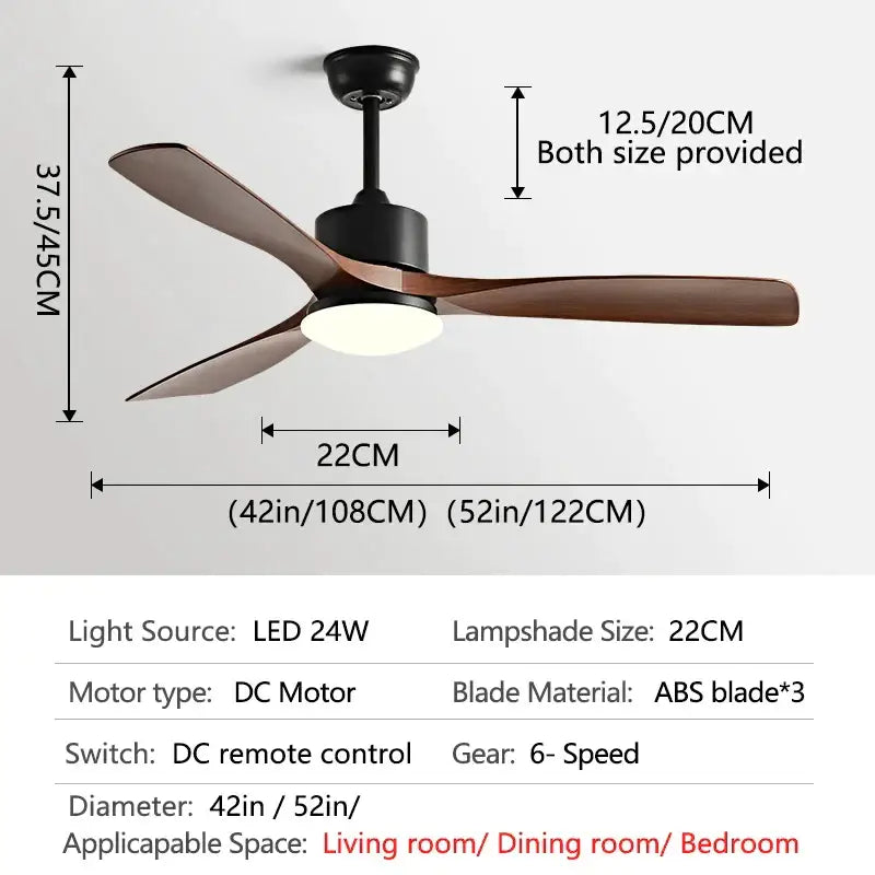 Wooden LED Ceiling Fan