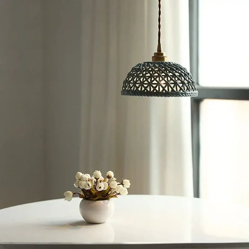 Gray Ceramic Pendant Light with Dual-Head Design