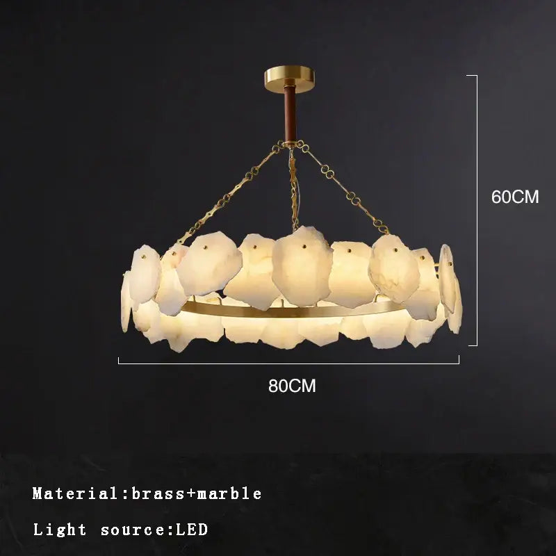 Brass Marble Ceiling Chandelier