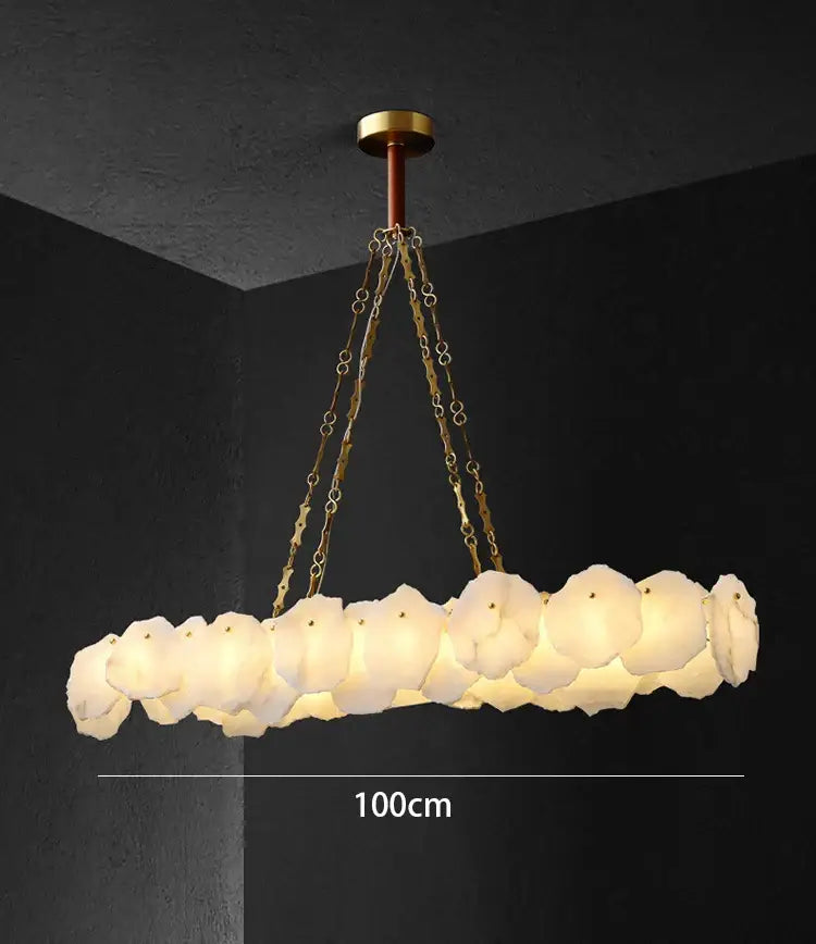 Brass Marble Ceiling Chandelier