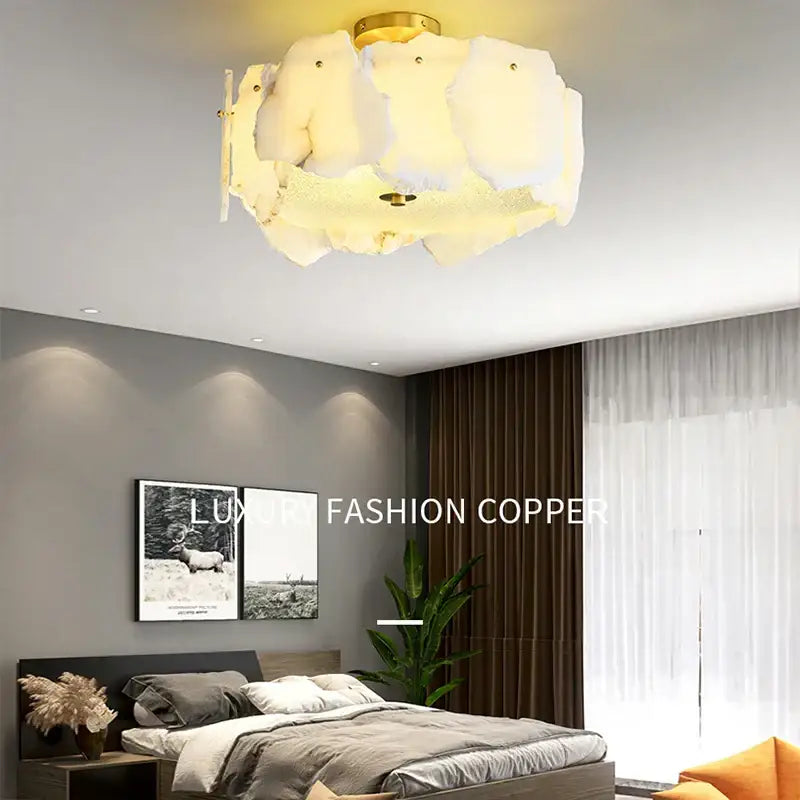 Brass Marble Ceiling Chandelier