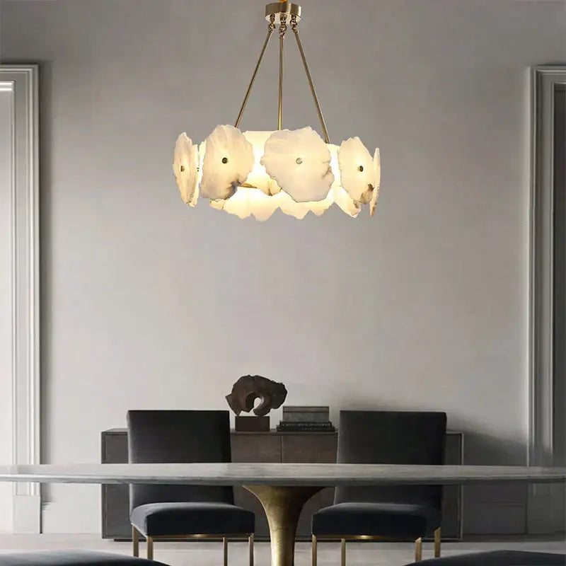 Brass Marble Ceiling Chandelier