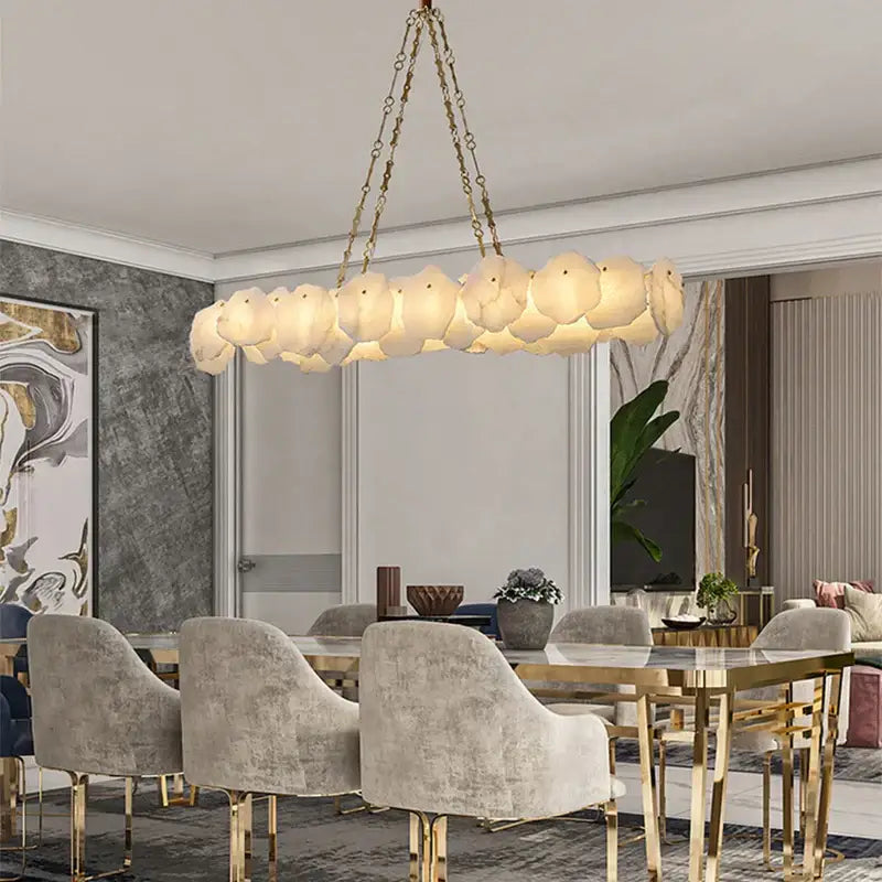Brass Marble Ceiling Chandelier