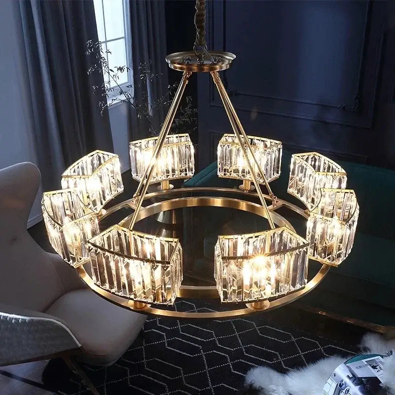Copper Crystal Dining Chandelier