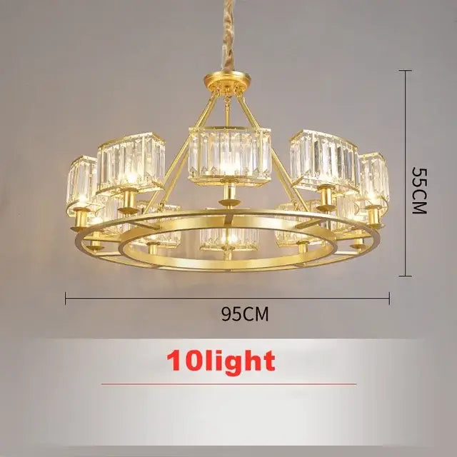 Copper Crystal Dining Chandelier