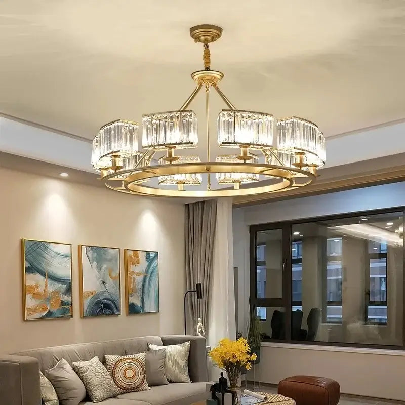 Copper Crystal Dining Chandelier