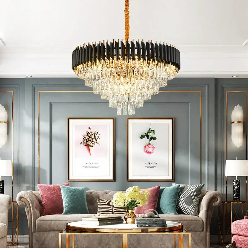 Crystal Black Staircase Chandelier
