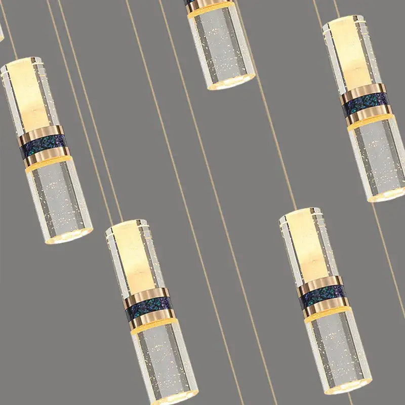 Gold Crystal 18-Light Stairway Chandelier