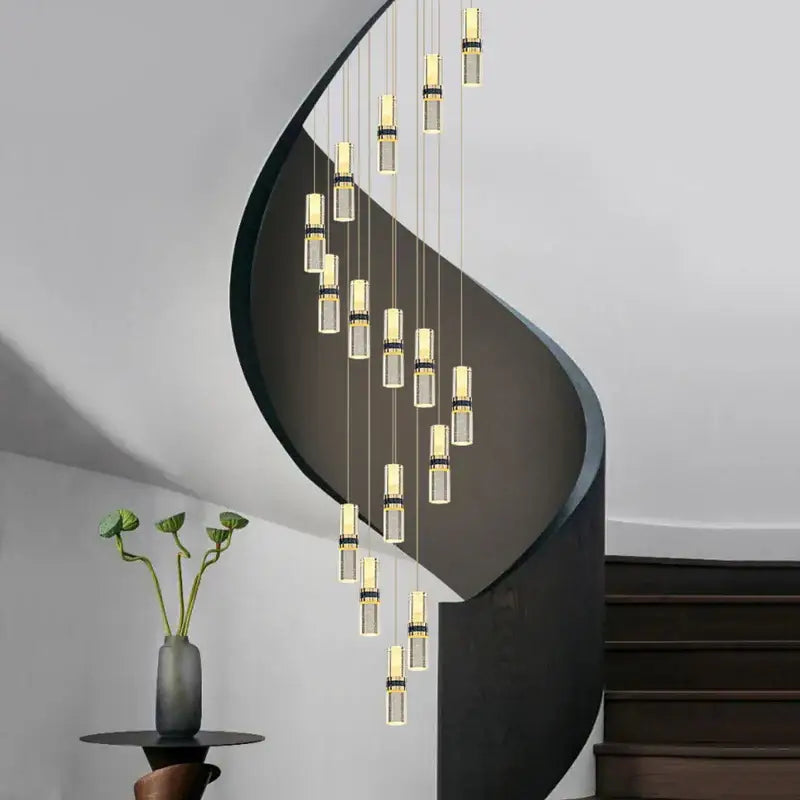 Gold Crystal 18-Light Stairway Chandelier