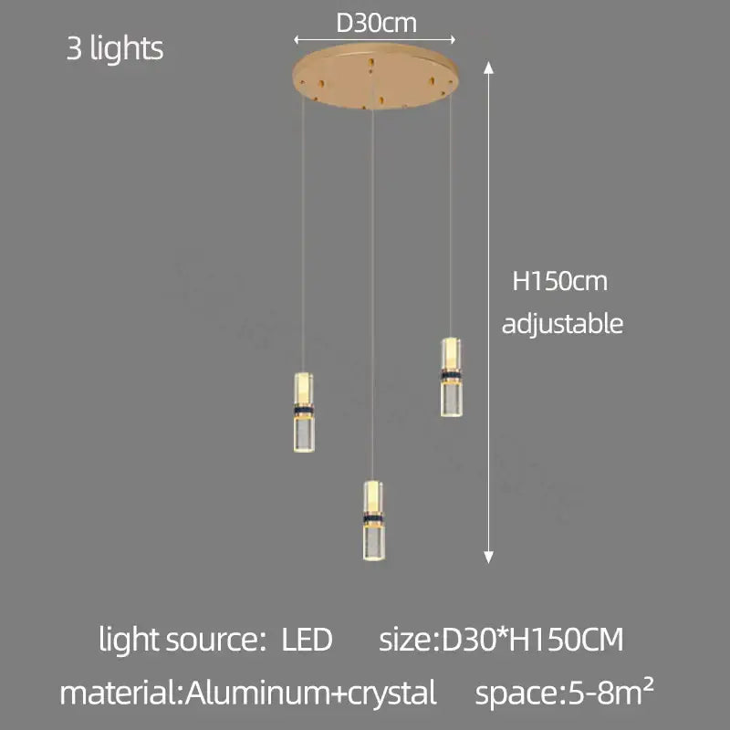 Gold Crystal 18-Light Stairway Chandelier