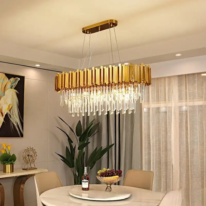 Gold Crystal Living Room Ceiling Pendant