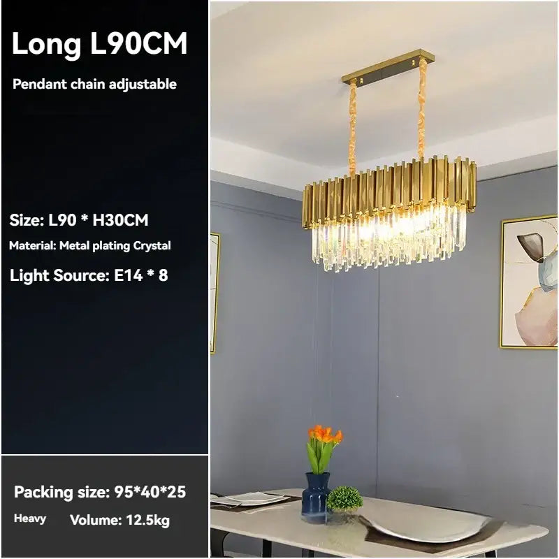 Gold Crystal Living Room Ceiling Pendant