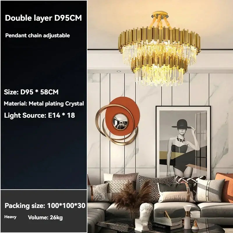 Gold Crystal Living Room Ceiling Pendant