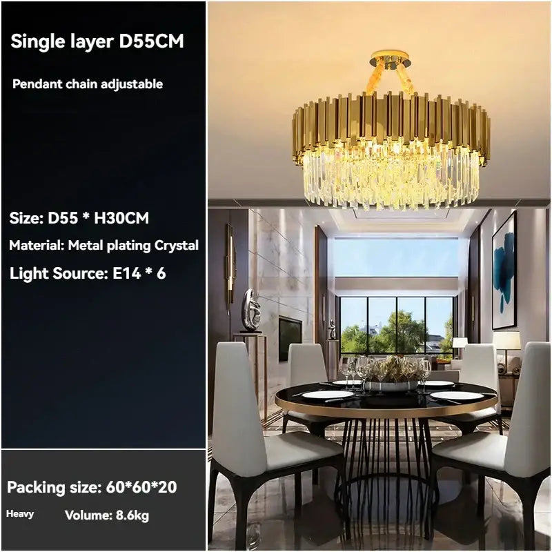 Gold Crystal Living Room Ceiling Pendant
