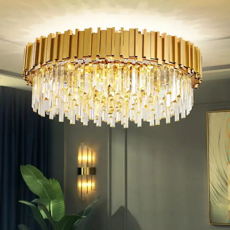 Gold Crystal Living Room Ceiling Pendant