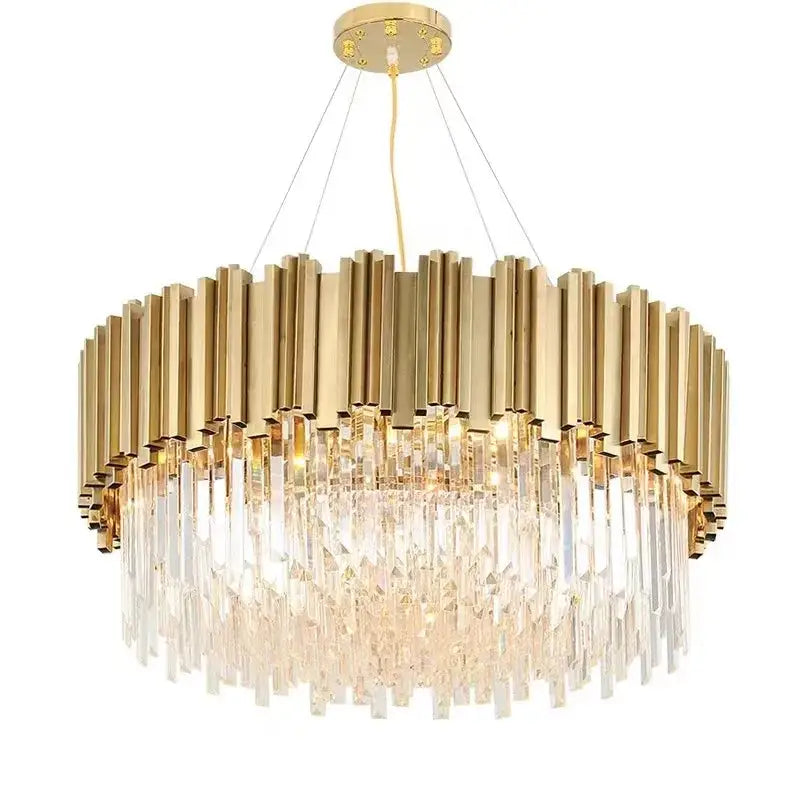 Rectangular Gold Crystal Chandelier