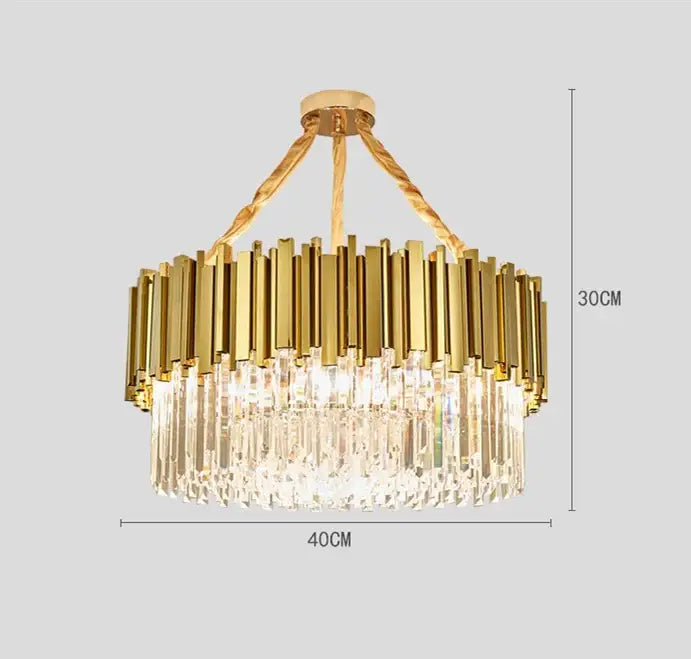 Rectangular Gold Crystal Chandelier