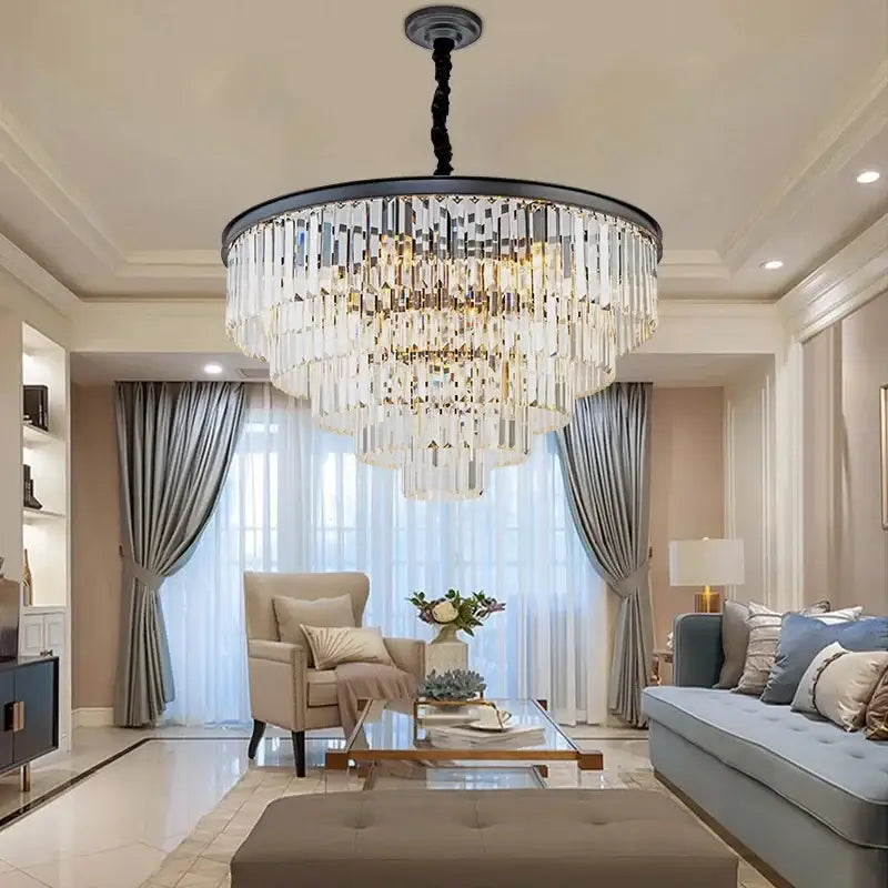 Gold Black LED 100cm Round Chandelier