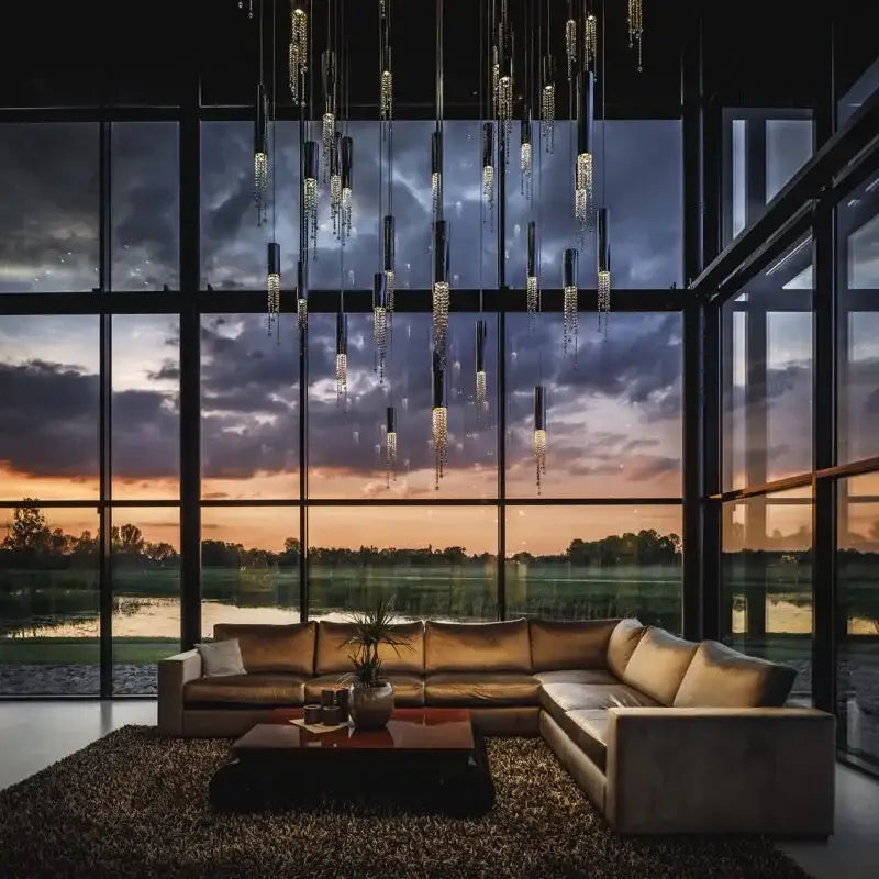 Warm Crystal Staircase Chandelier