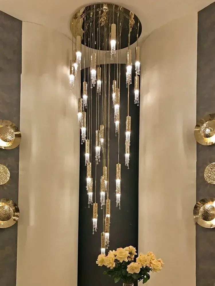 Large Crystal Staircase Chandelier